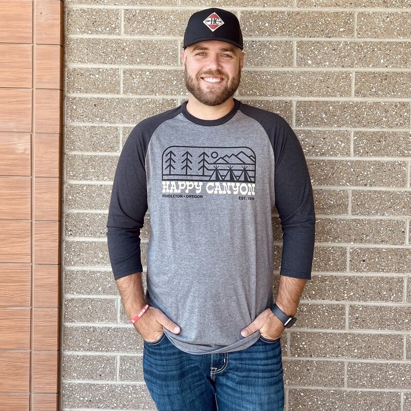 Men&#39;s Happy Canyon Line Art Raglan Tee