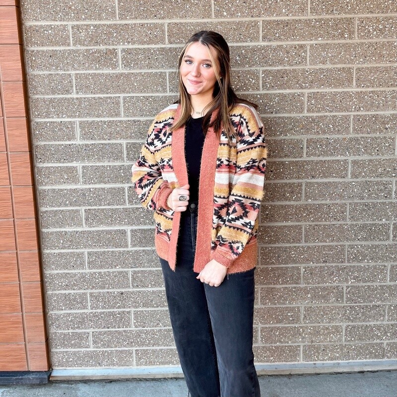 Ladies Cruel Pendleton Round-Up Mustard Aztec Cardigan