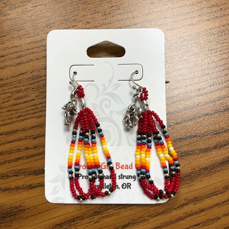 Red Beaded Loop Earrings