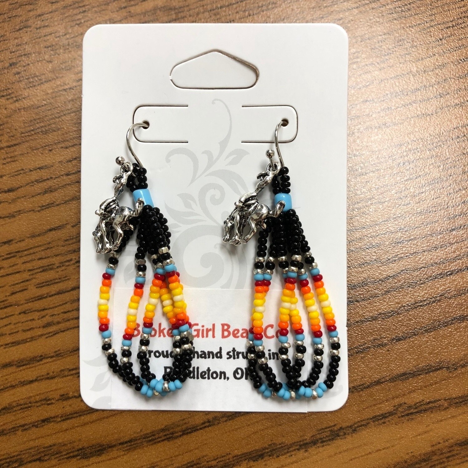 Black Beaded Loop Earrings