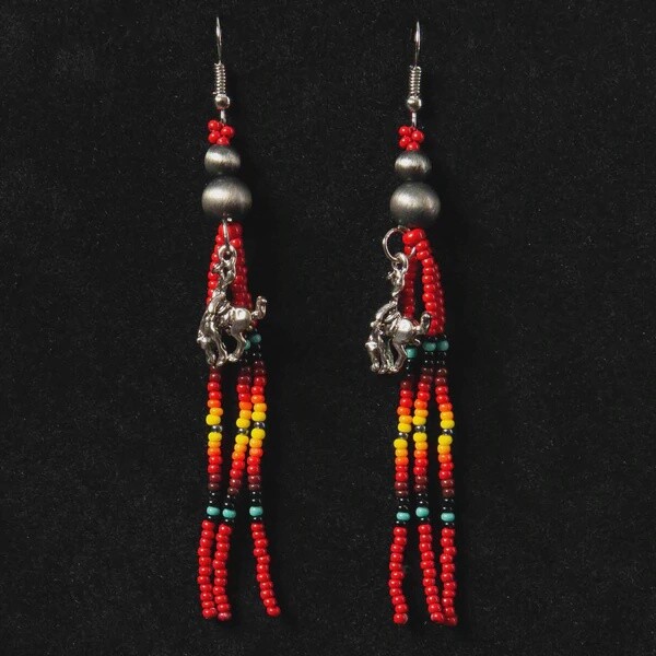Pendleton Round-Up Three Strand Red Beaded Earrings