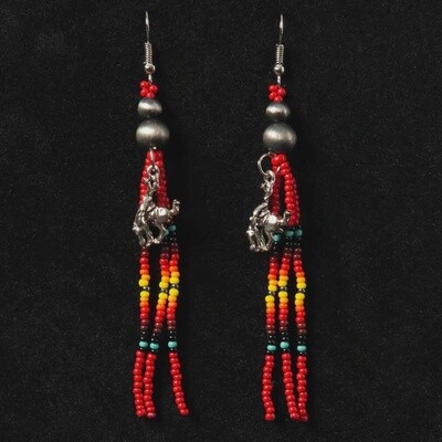 Pendleton Round-Up Three Strand Red Beaded Earrings