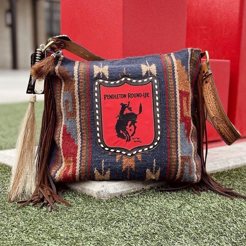 Comanche Moon Bag Saddle Blanket Tote w/ Pendleton Round-Up Back Number Patch