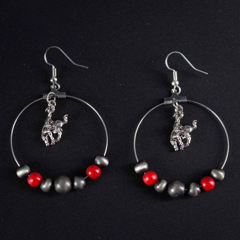 Pendleton Round-Up Navajo Pearl Red Hoop Earrings