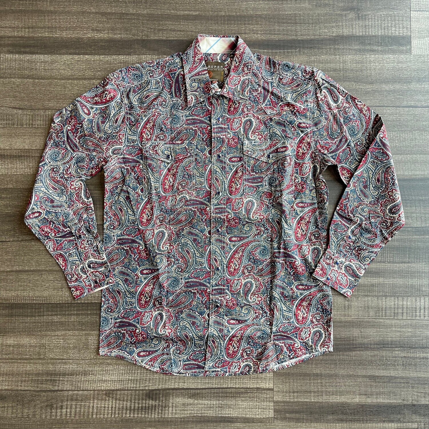 Men&#39;s Roper Pendleton Round-Up Old Time Paisley Long Sleeve Snap