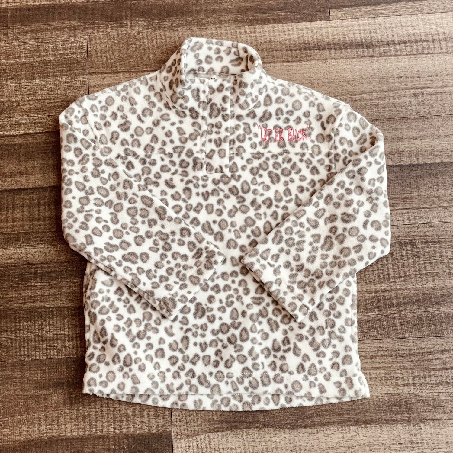 Youth Roper Pendleton Round-Up Snow Leopard Fleece 1/4 Snap Pullover, size: XS (4/5)