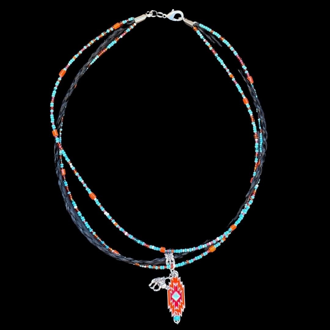 Pendleton Round-Up Horsehair Sedona Aztec Necklace, Title: Horsehair Sedona Aztec Necklace