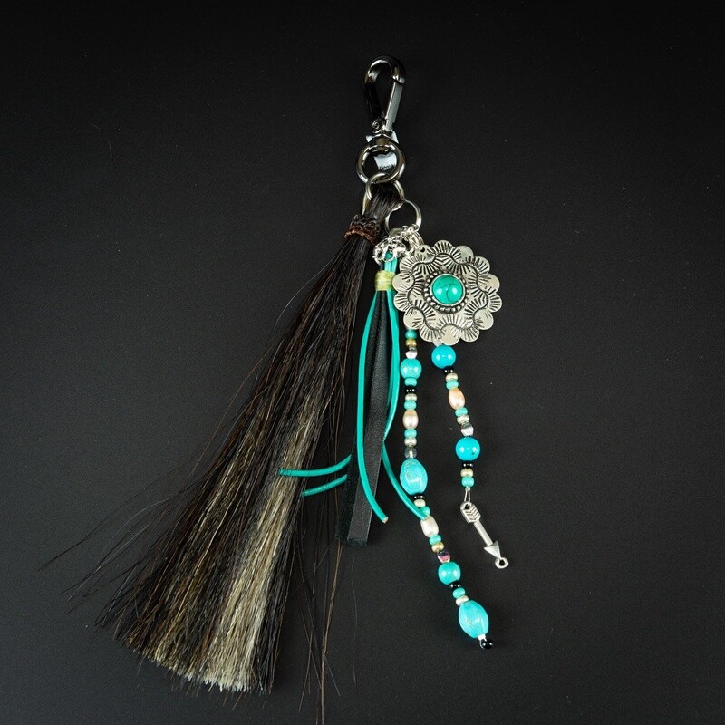 Pendleton Round-Up Horse Hair Turquoise Concho Tassel