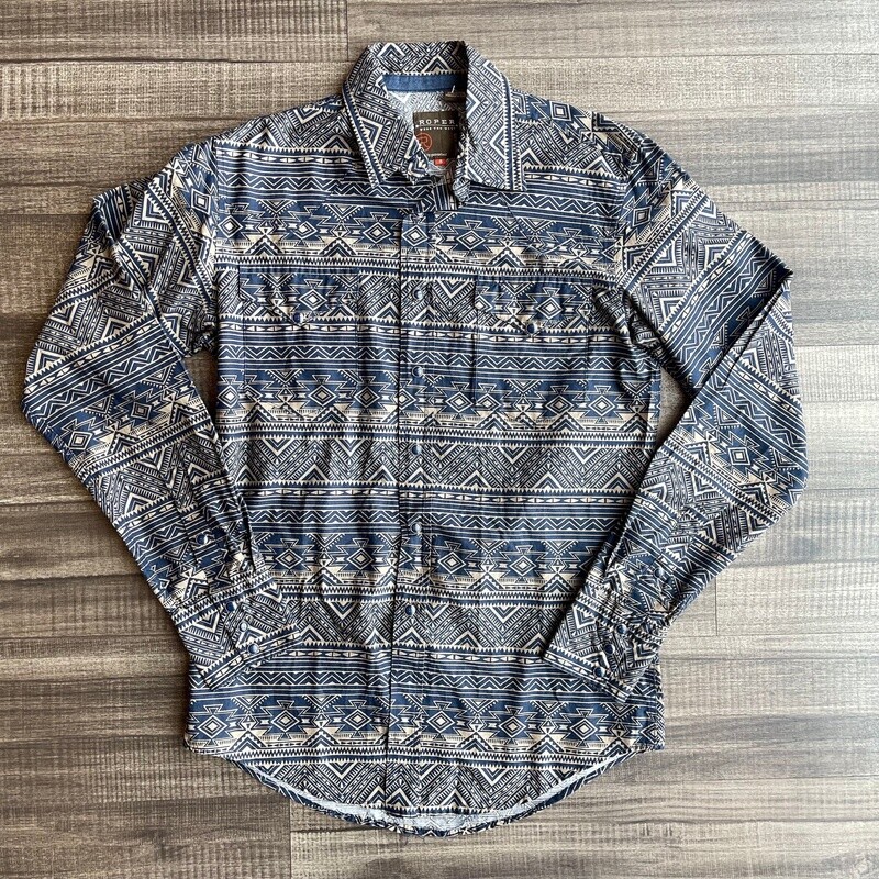 Men&#39;s Roper Pendleton Round-Up Blue Aztec Long Sleeve Snap