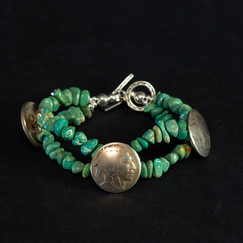 Pendleton Round-Up Triple Nickel Turquoise Bracelet