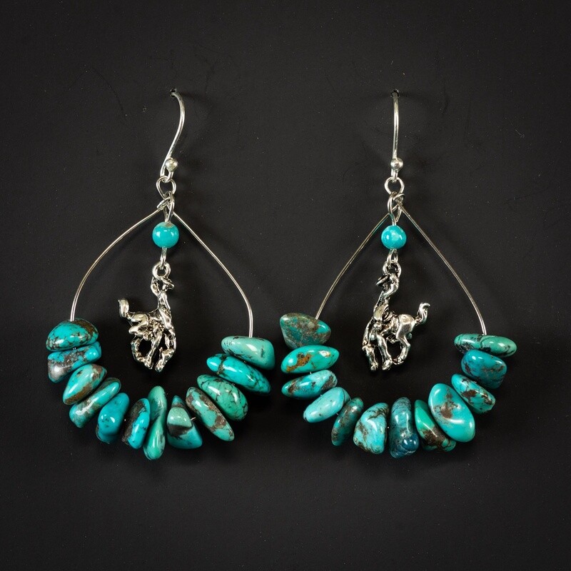 Pendleton Round-Up Turquoise Loop Wire Earrings