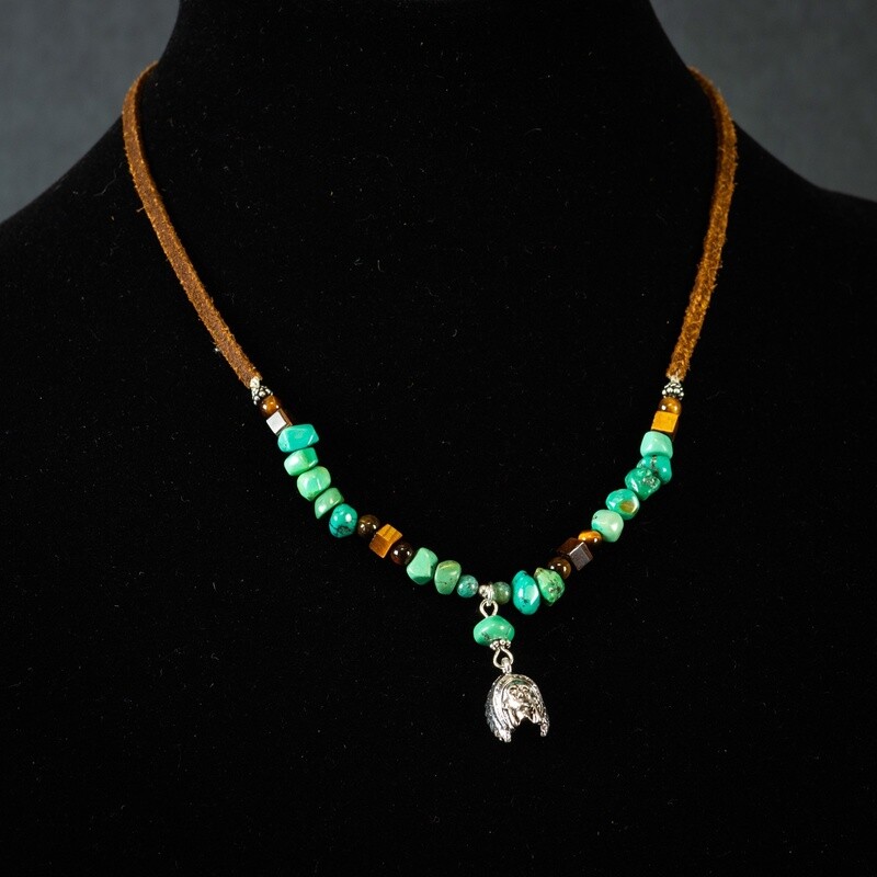 Happy Canyon Suede Turquoise Necklace