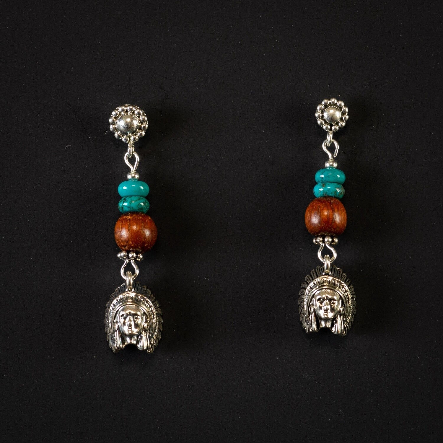 Happy Canyon Turquoise Wood Earrings