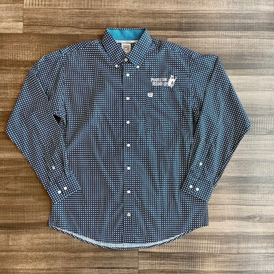 Men&#39;s Cinch Pendleton Round-Up Long Sleeve Blue Square Button Up