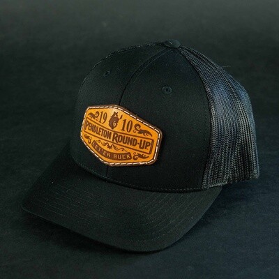 Pendleton Round-Up Black Leather Patch Hat
