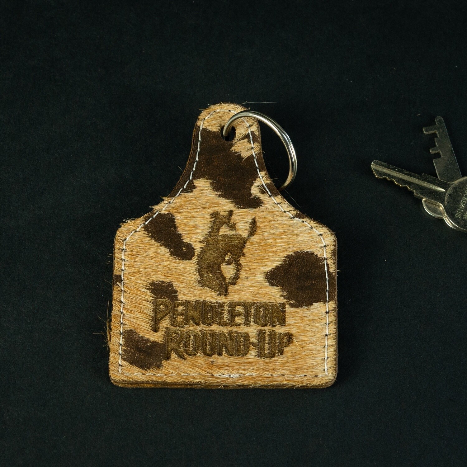 Pendleton Round-Up Cowhide Ear Tag Keychain