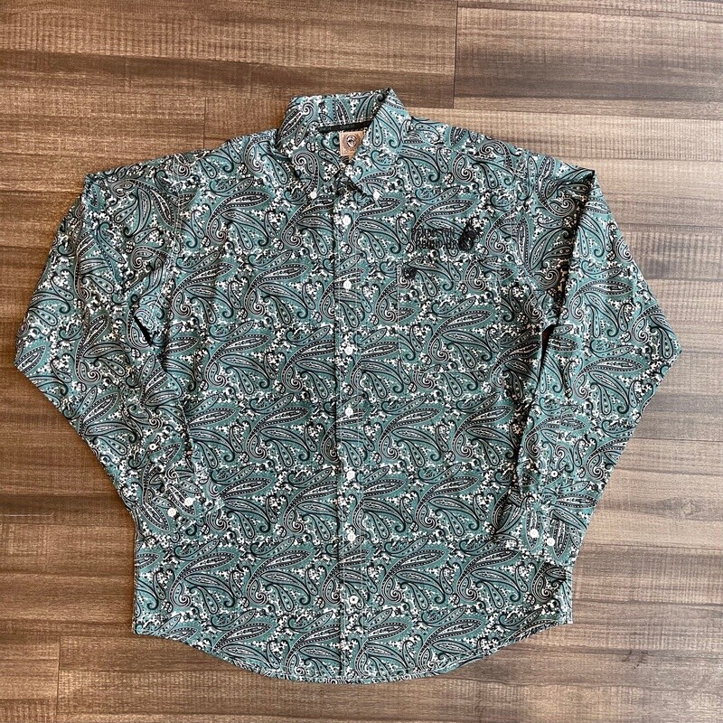 Men&#39;s Cinch Pendleton Round-Up Teal Paisley Long Sleeve Button Up