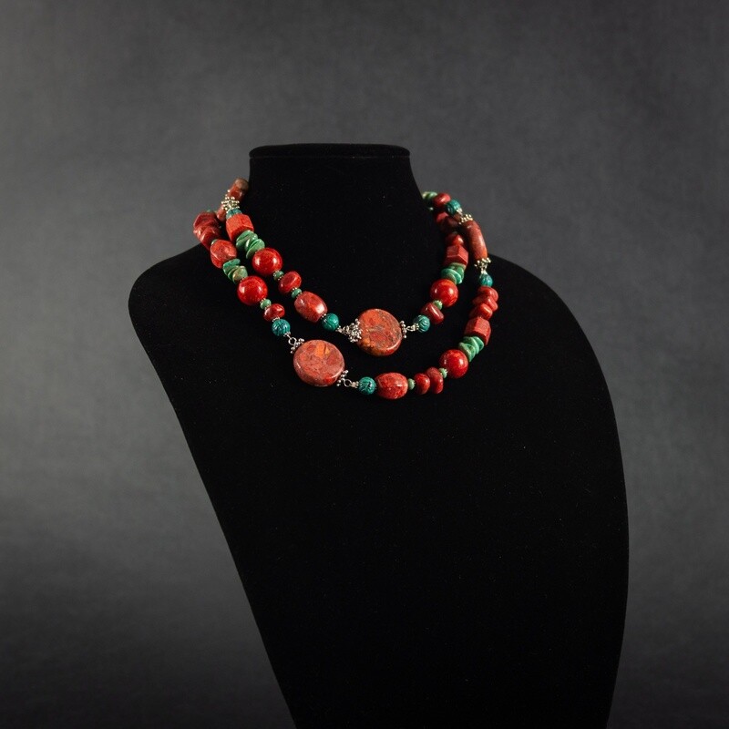Pendleton Round-Up Sponge Coral Turquoise Necklace