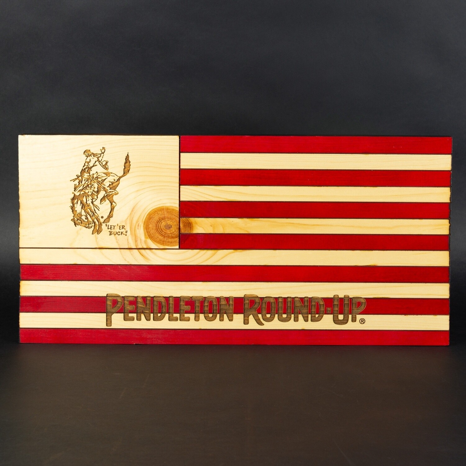 Pendleton Round-Up Wooden Flag Sign