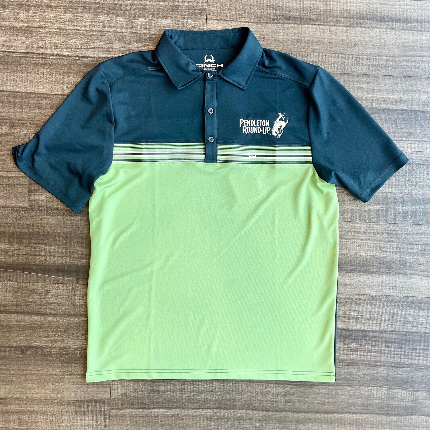 Men&#39;s Cinch Pendleton Round-Up Green/Navy Arena Flex Polo, size: S