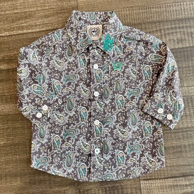 Infant Cinch Pendleton Round-Up Teal Paisley Long Sleeve Button Up