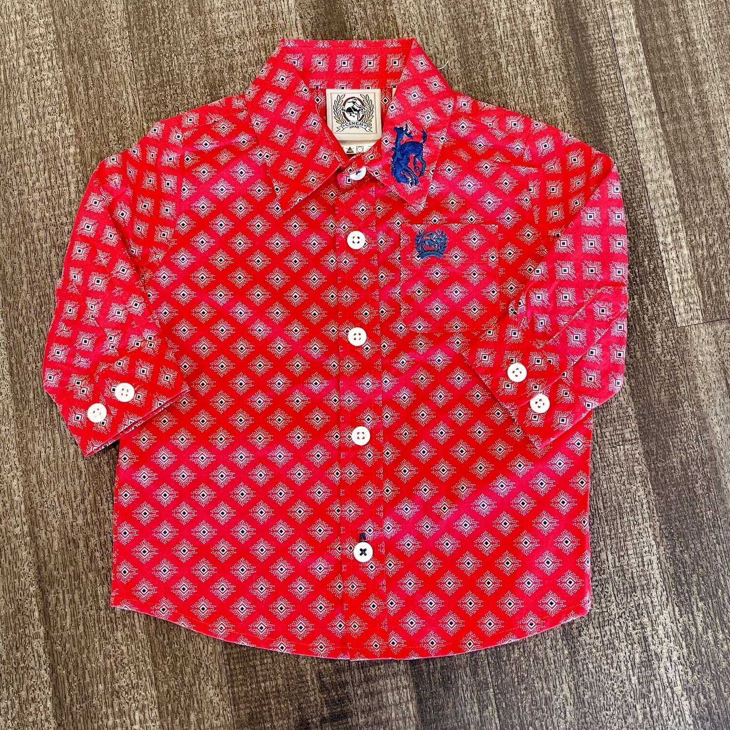 Infant Cinch Pendleton Round-Up Red Diamond Long Sleeve Button Up