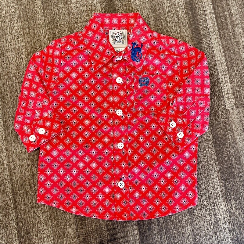Infant Cinch Pendleton Round-Up Red  Diamond Long Sleeve Button Up