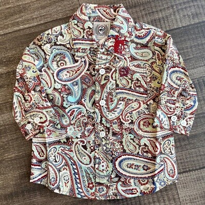 Infant Cinch Pendleton Round-Up Tan Paisley Long Sleeve Button Up