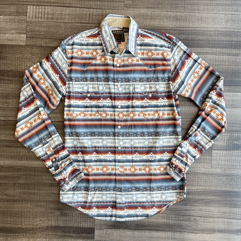 Men&#39;s Roper Pendleton Round-Up Aztec Serape Long Sleeve Snap