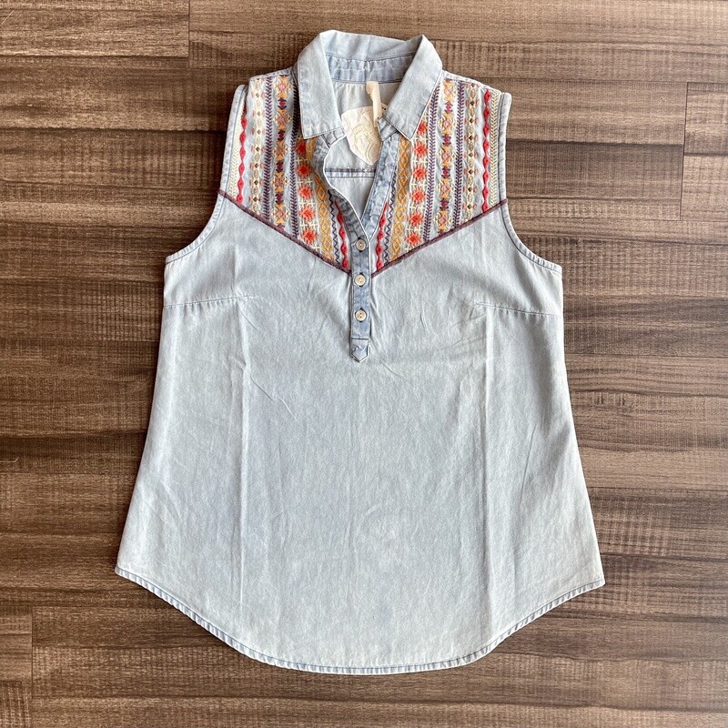 Ladies Roper Pendleton Round-Up Sleeveless Denim Top