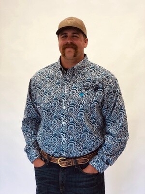 Men&#39;s Cinch Pendleton Round-Up Blue Paisley Long Sleeve Button Up
