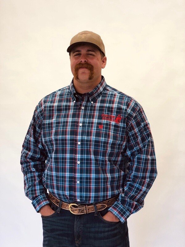 Men&#39;s Cinch Pendleton Round-Up Blue Plaid Long Sleeve Button Up