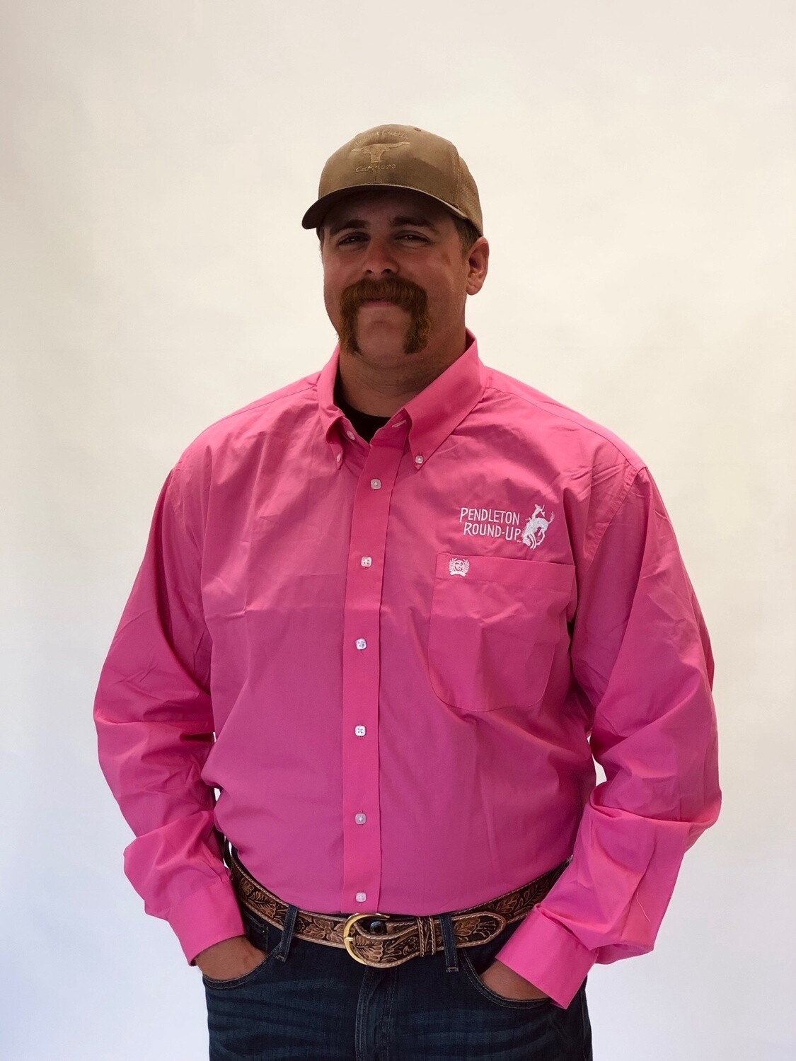 Men&#39;s Cinch Pendleton Round-Up Pink Long Sleeve Button Up