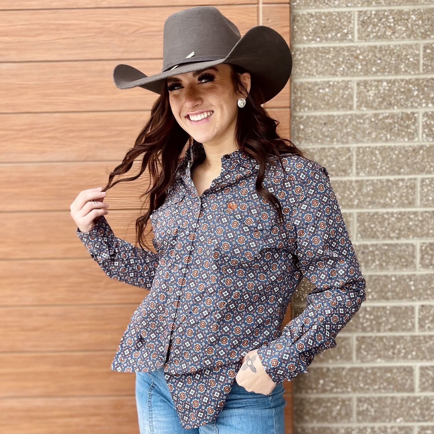Ladies Cinch Pendleton Round-Up Long Sleeve Snap