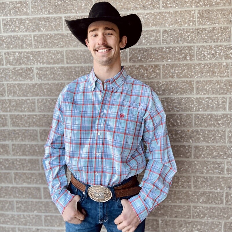 Men&#39;s Cinch Pendleton Round-Up Aqua Plaid Long Sleeve Button Up
