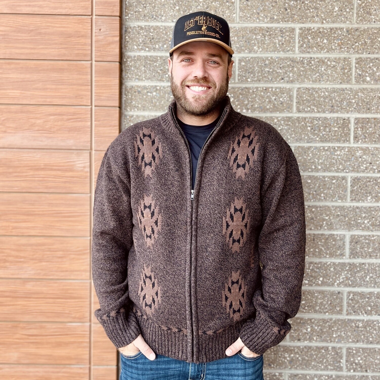 Men&#39;s Stetson Pendleton Round-Up Brown Cardigan