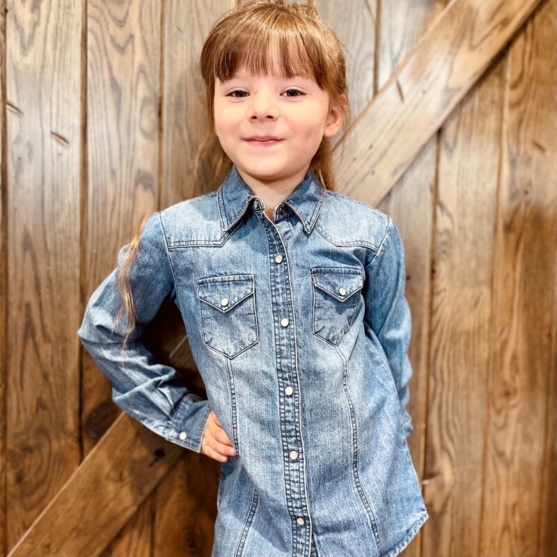 Youth Girls Cruel Pendleton Round-Up Chambray Long Sleeve Snap