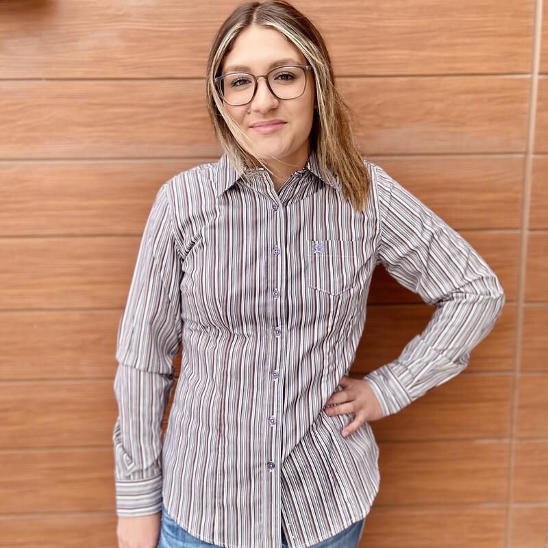 Ladies Cruel Pendleton Round-Up Pinstripe Long Sleeve Button Up