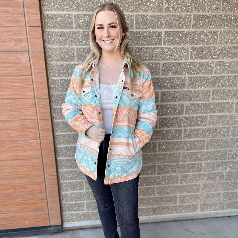Ladies Wrangler Pendleton Round-Up Blue/Orange Shacket