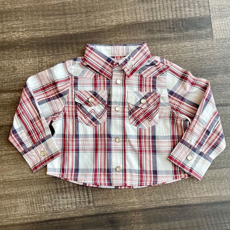 Infant Wrangler Pendleton Round-Up Red Plaid Long Sleeve Snap