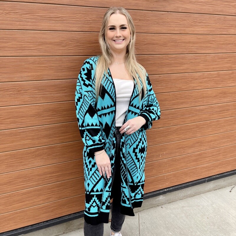 Ladies Wrangler Pendleton Round-Up Turquoise Aztec Cardigan