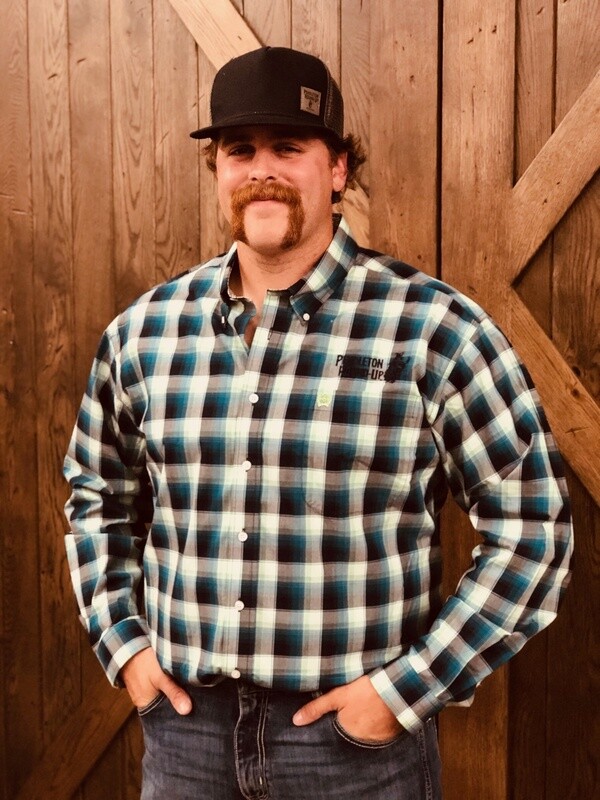 Men&#39;s Cinch Pendleton Round-Up Green/Teal Plaid Long Sleeve Button Up