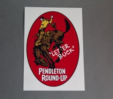Pendleton Round-Up Bucking Horse Vinyl Decal - Red