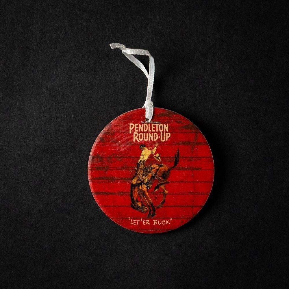 Pendleton Round-Up Barnwood Ceramic Ornament
