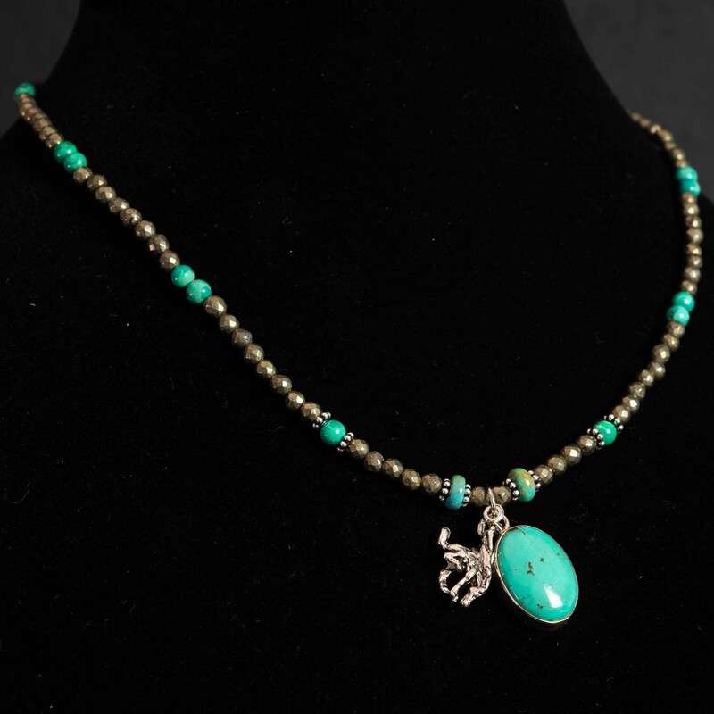 Pendleton Round-Up Pyrite and Turquoise Stone Necklace