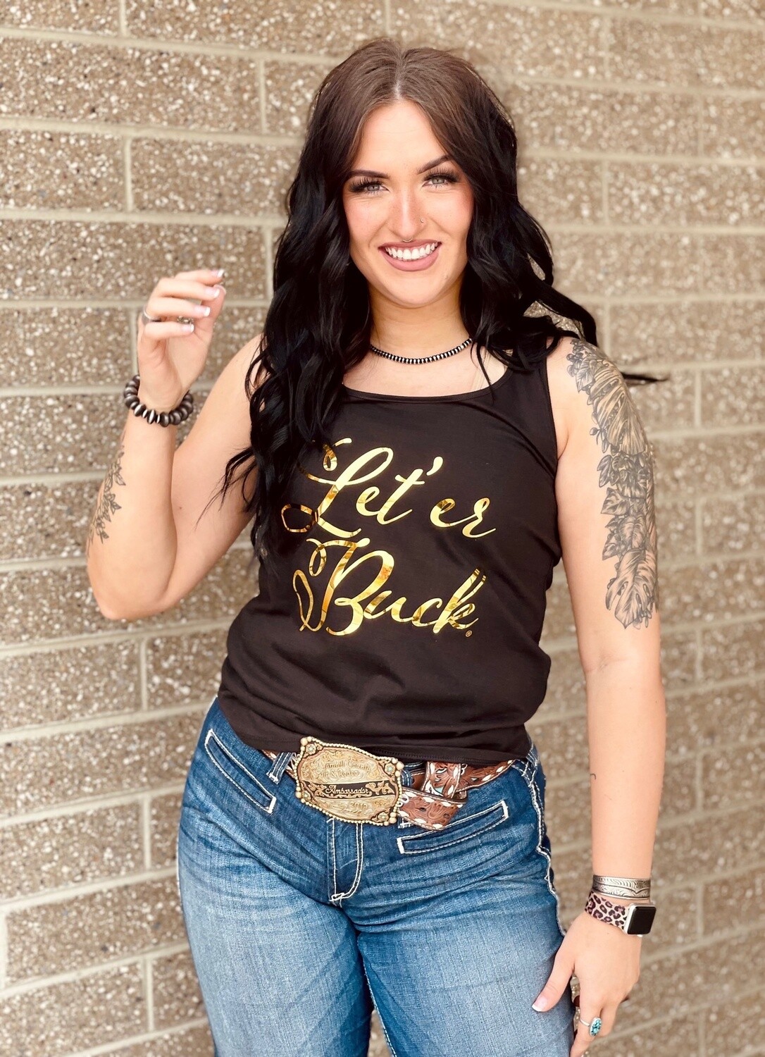 Ladies Pendleton Round-Up Gold Foil Racerback Tank