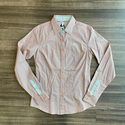 Ladies Cinch Pendleton Round-Up Coral Geo Long Sleeve Button Up