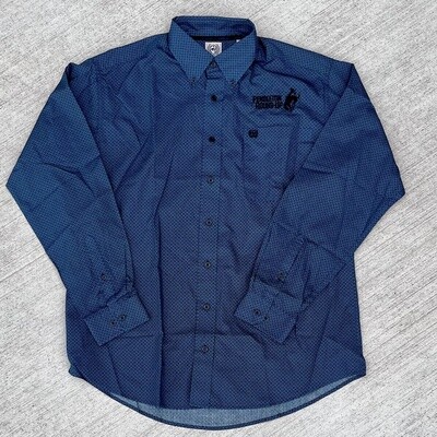 Men&#39;s Cinch Pendleton Round-Up Blue and Black Geometric Long Sleeve Button Up