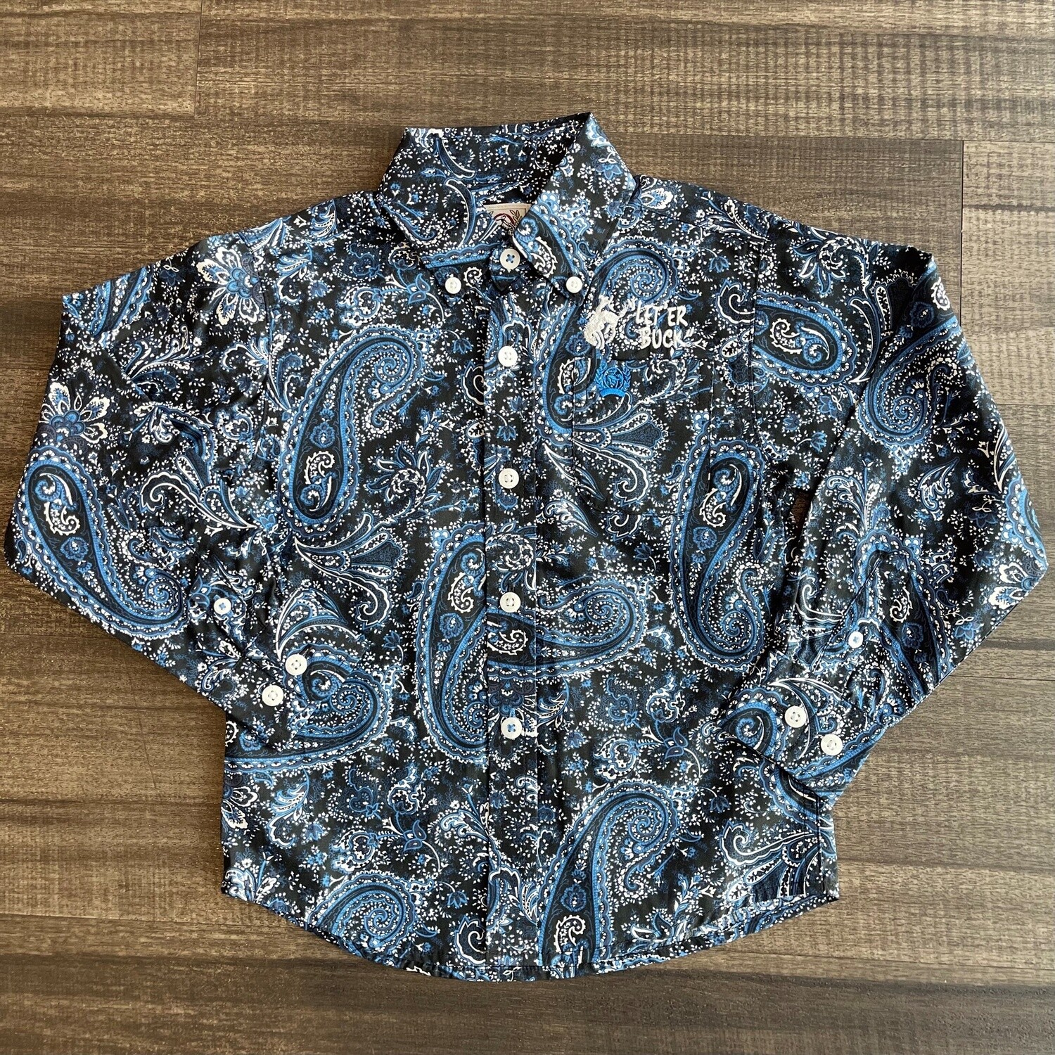 Toddler Cinch Pendleton Round-Up Blue Paisley Long Sleeve Button Up, size: 2T