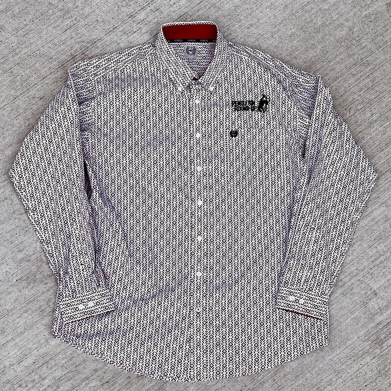 Men&#39;s Cinch Pendleton Round-Up White Diamond Long Sleeve Button Up